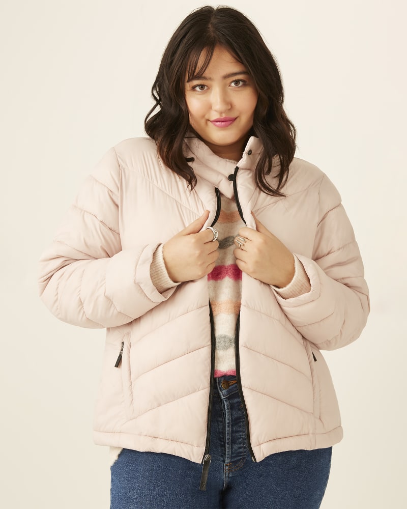 Tracey Plus-Size Starburst Packable Jacket | Pink